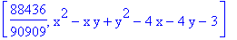 [88436/90909, x^2-x*y+y^2-4*x-4*y-3]